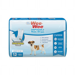 Wee Wee Male Dog Wrap XS/Small 12 u. | Pañales para Perros Macho Talla Extra Pequeña/Pequeña