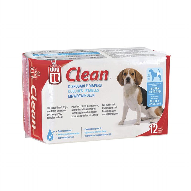 Dogit Pamper Perro Medium 12 u. | Pañales para Perros Talla Mediana