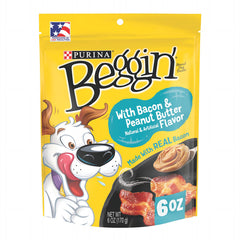 Purina Beggin Strips Bacon with Peanut Butter 170 g (6 oz) | Snack para Perros Tocino y Mantequilla de Maní