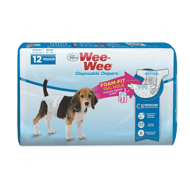 Wee Wee Pamper Medium 12 u. | Pañales para Perros Talla Mediana