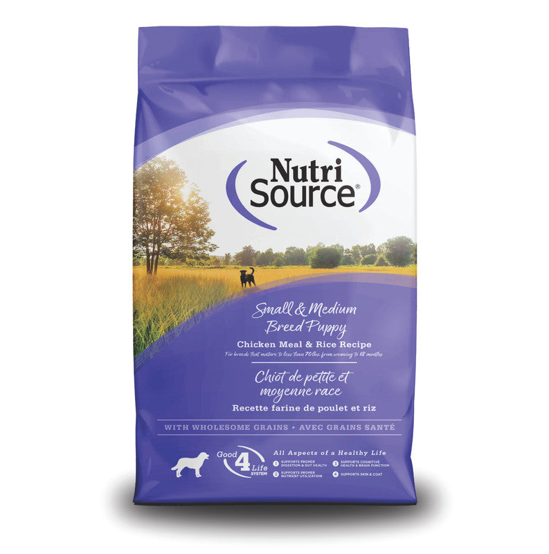 NutriSource Small & Medium Breed Puppy Chicken & Rice 12 lb (5.44 kg) | Alimento para Cachorros Razas Pequeñas y Medianas Pollo y Arroz