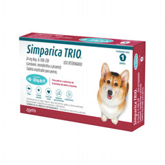 Simparica Trio 24 mg 1 Tableta (10.1-20 kg / 22-44 lb) | Antiparasitario para Perros