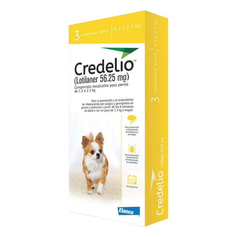 Credelio Tabletas 56.25 mg (1.3-2.5 kg / 2.9-5.5 lb) | Antipulgas para Perros