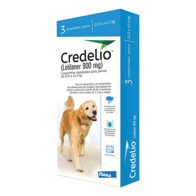 Credelio Tabletas 900 mg (22-45 kg / 49-99 lb) | Antipulgas para Perros