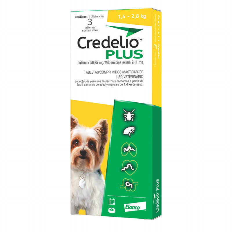 Credelio Plus 56.25 mg (1.4-2.8 kg / 3-6 lb) | Antipulgas para Perros