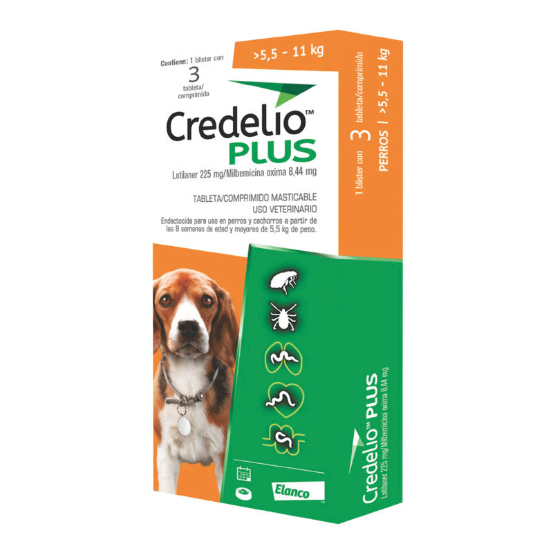 Credelio Plus 225 mg (5.5-11 kg / 12-24 lb) | Antipulgas para Perros