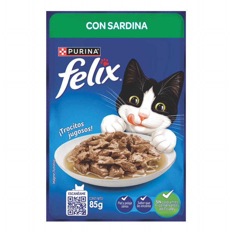 Purina Felix Sardine 85 g (3 oz) | Alimento Húmedo para Gatos con Sardina