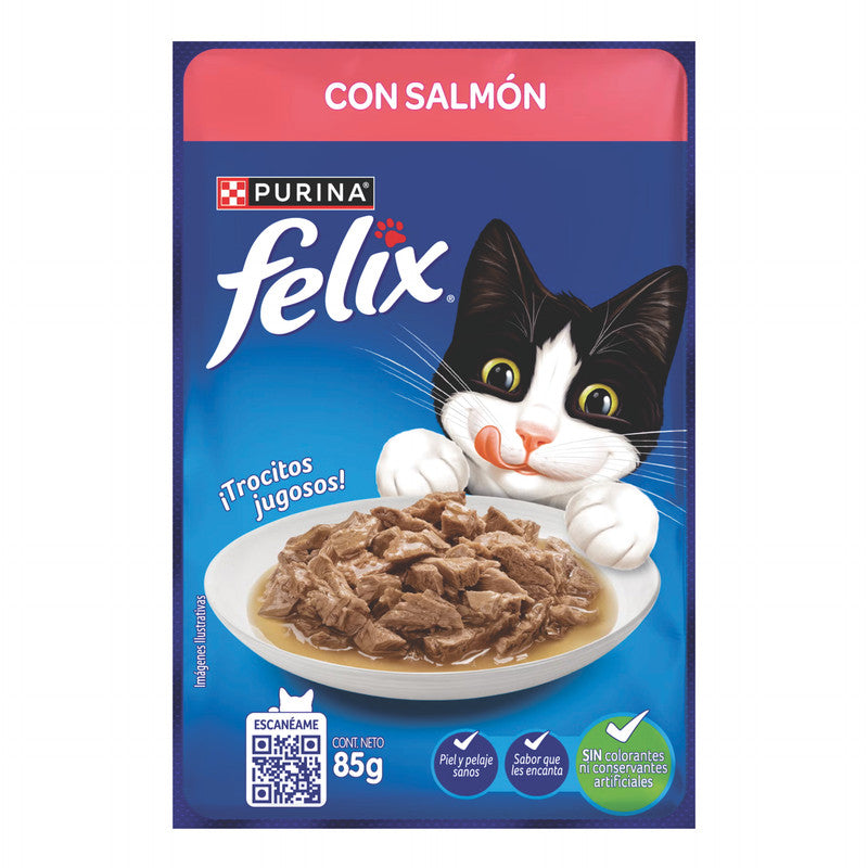 Purina Felix Salmon 85 g (3 oz) | Alimento Húmedo para Gatos con Salmón