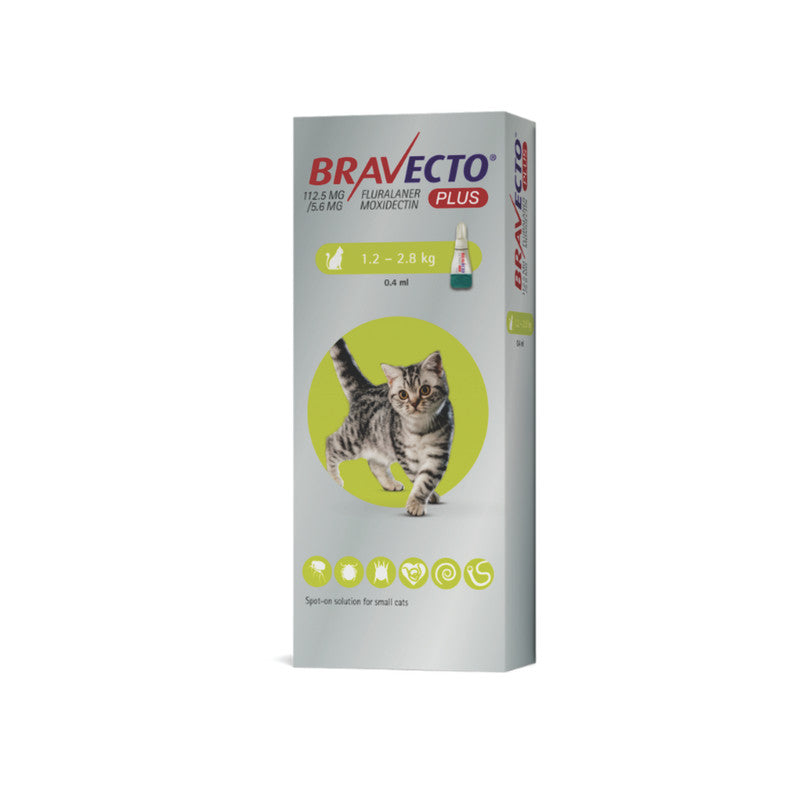 Bravecto Plus Gatos 112.5 mg (1.2-2.8 kg / 2.6-6 lb) | Antiparasitario para Gatos