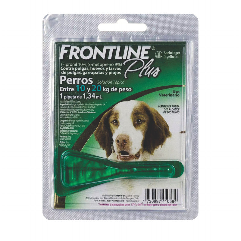 Frontline Plus Perros (10-20 kg / 22-44 lb) | Antipulgas y Garrapatas Spot-On